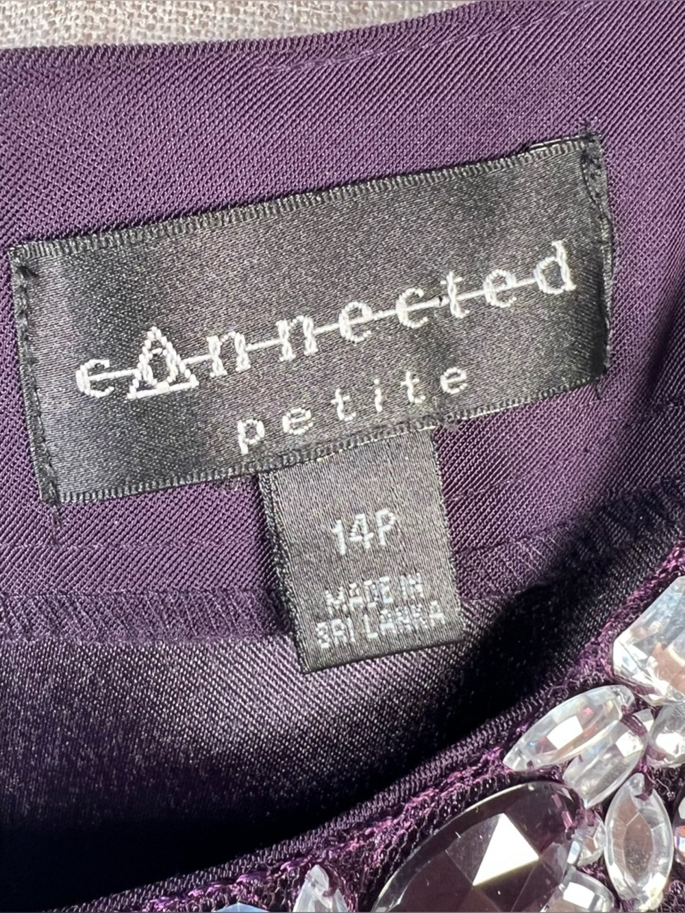 connected apparel Deep Plum Embellished Neckline Sheath Dress - Picture 4 of 12